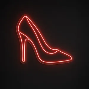 LED-neonbord High Heel in rood op transparante acrylplaat, op vorm gesneden