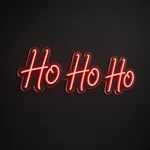Néon LED Ho Ho Ho rouge, sur plaque en acrylique transparent découpée à la forme