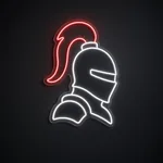 Néon LED Human Knight blanc froid et rouge, sur plaque en acrylique transparent découpée à la forme