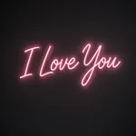 LED-neonbord I Love You in roze op transparante acrylplaat, op vorm gesneden