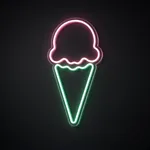 Ice Cream Cone LED neon sign in pink and turquoise on a clear cut-to-shape acrylic backboard