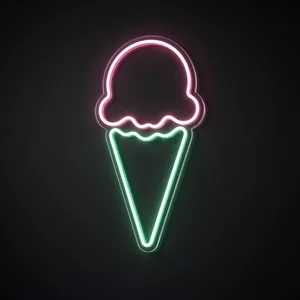 Neon LED Ice Cream Cone rosa e turchese su pannello in plexiglass trasparente sagomato
