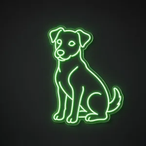Néon LED Jack Russell vert, sur plaque en acrylique transparent découpée à la forme