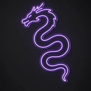 Néon LED Japanese Dragon violet, sur plaque en acrylique transparent découpée à la forme
