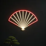 Néon LED Japanese Fan allumé, mis en situation dans un intérieur