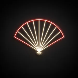 Néon LED Japanese Fan rouge et blanc chaud, sur plaque en acrylique transparent découpée à la forme