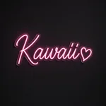 Néon LED Kawaii rose, sur plaque en acrylique transparent découpée à la forme