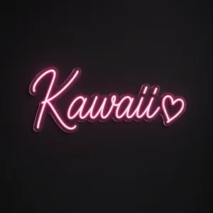 Néon LED Kawaii em rosa sobre placa de acrílico transparente recortada