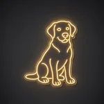 Néon LED Labrador jaune chaud, sur plaque en acrylique transparent découpée à la forme