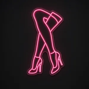 Neon LED Legs (róż) na przezroczystej płycie akrylowej wyciętej po konturze