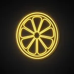 Néon LED Lemon Slice jaune chaud, sur plaque en acrylique transparent découpée à la forme