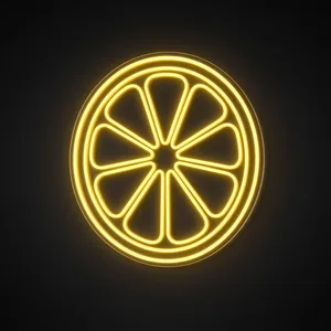 Néon LED Lemon Slice jaune chaud, sur plaque en acrylique transparent découpée à la forme