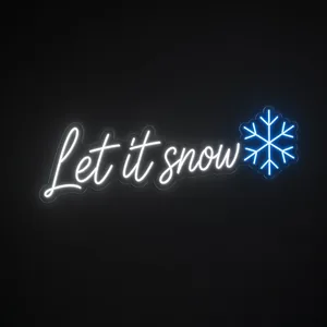 Neon LED Let It Snow bianco freddo e blu neon su pannello in plexiglass trasparente sagomato