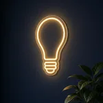 Néon LED Light Bulb allumé, mis en situation dans un intérieur