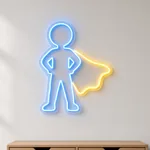Αναμμένη πινακίδα νέον LED Little Hero σε εσωτερικό χώρο