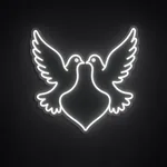 Πινακίδα νέον LED Love Doves σε ψυχρό λευκό, σε διάφανο ακρυλικό κομμένο στο σχήμα