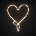 LED-neonbord Love Knot in warmwit op transparante acrylplaat, op vorm gesneden
