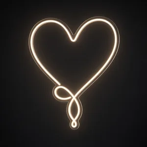Neón LED Love Knot en blanco cálido sobre placa de acrílico transparente recortada a medida