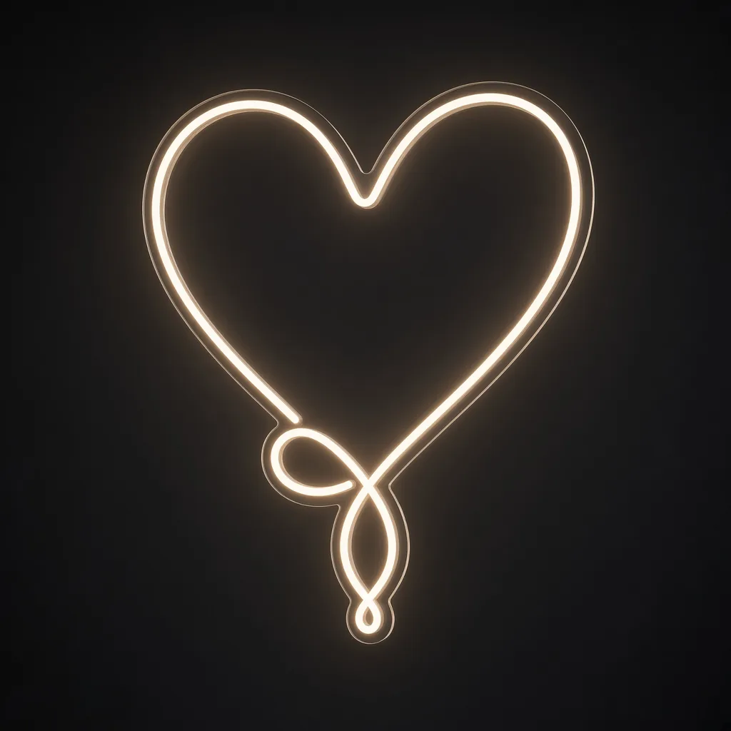 LED-neonbord Love Knot in warmwit op transparante acrylplaat, op vorm gesneden