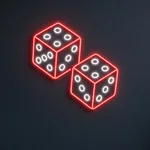 Néon LED Lucky Dice allumé, mis en situation dans un intérieur