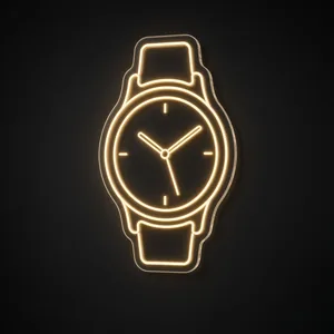Luxury Watch LED neon sign in warm white on a clear cut-to-shape acrylic backboard