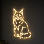 Néon LED Maine Coon aceso num ambiente interior
