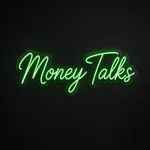 Néon LED Money Talks vert, sur plaque en acrylique transparent découpée à la forme