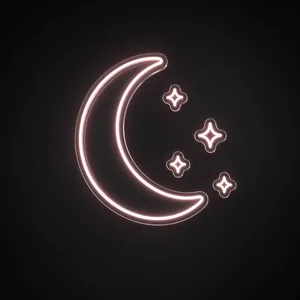Neón LED Moon and Stars en rosa sobre placa de acrílico transparente recortada a medida