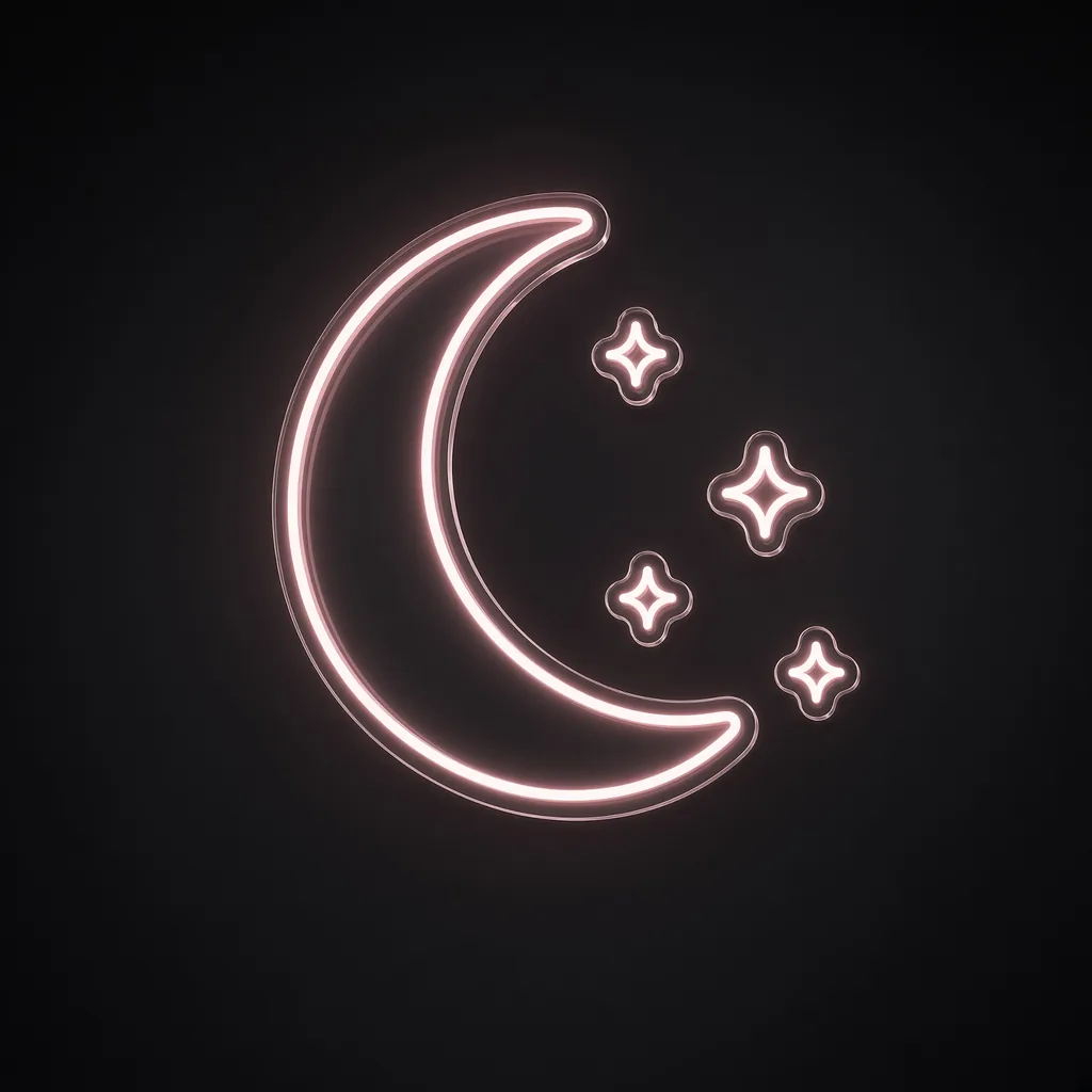Moon and Stars LED neon sign in pink on a clear cut-to-shape acrylic backboard
