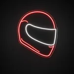 Néon LED Motorcycle Helmet rouge et blanc froid, sur plaque en acrylique transparent découpée à la forme