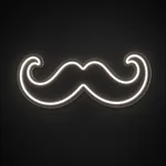 Néon LED Moustache blanc chaud, sur plaque en acrylique transparent découpée à la forme
