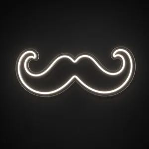 Néon LED Moustache blanc chaud, sur plaque en acrylique transparent découpée à la forme