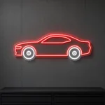 Néon LED Muscle Car allumé, mis en situation dans un intérieur
