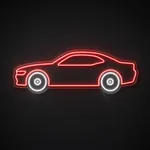 Néon LED Muscle Car rouge et blanc froid, sur plaque en acrylique transparent découpée à la forme