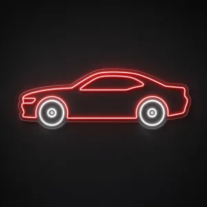 Neon LED Muscle Car rosso e bianco freddo su pannello in plexiglass trasparente sagomato
