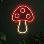 Neon LED Mushroom acceso, ambientato in un interno