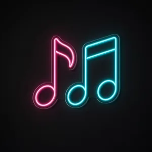 Neon LED Music Notes rosa e turchese su pannello in plexiglass trasparente sagomato