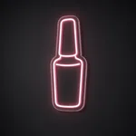 Néon LED Nail Polish rose, sur plaque en acrylique transparent découpée à la forme