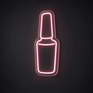 Néon LED Nail Polish rose, sur plaque en acrylique transparent découpée à la forme