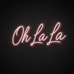LED-neonskilt Oh La La i rosa på gjennomsiktig, formskåret akrylplate