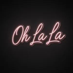 Néon LED Oh La La rose, sur plaque en acrylique transparent découpée à la forme