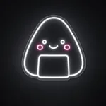 Neon LED Onigiri bianco freddo e rosa su pannello in plexiglass trasparente sagomato