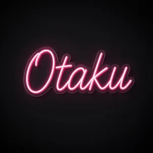 Néon LED Otaku em rosa sobre placa de acrílico transparente recortada