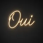 LED-neonskylt Oui i varmvit på genomskinlig, formskuren akrylplatta