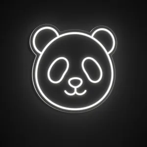 Πινακίδα νέον LED Panda σε ψυχρό λευκό, σε διάφανο ακρυλικό κομμένο στο σχήμα