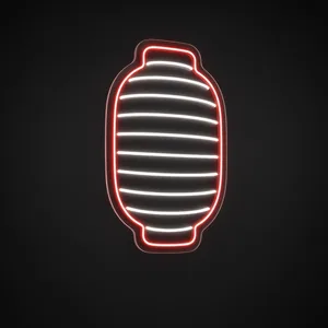 Neon LED Paper Lantern rosso e bianco freddo su pannello in plexiglass trasparente sagomato