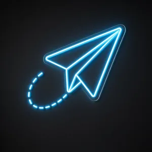 Néon LED Paper Plane bleu neon, sur plaque en acrylique transparent découpée à la forme