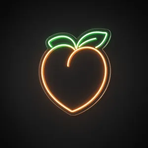 Neon LED Peach arancione e verde su pannello in plexiglass trasparente sagomato