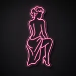 LED-Neonschild Pin-Up in Rosa auf transparenter, konturgeschnittener Acrylplatte