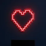 Néon LED Pixel Heart allumé, mis en situation dans un intérieur